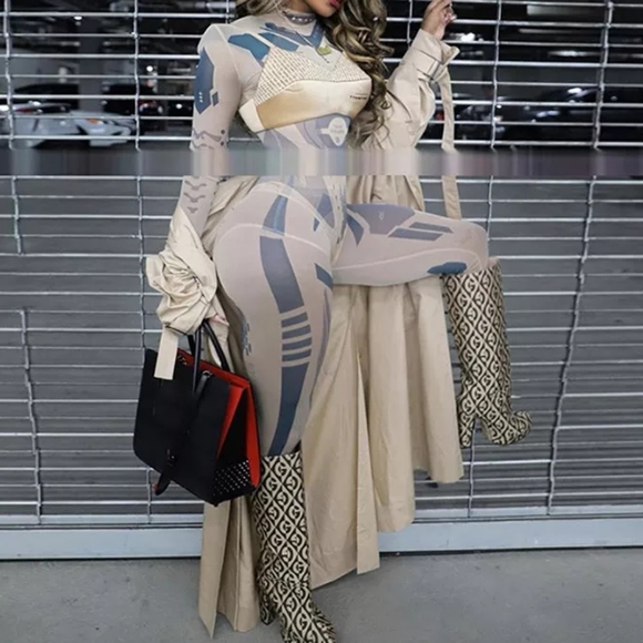 Pants - Lux 2 Piece Futuristic Printed Outfit